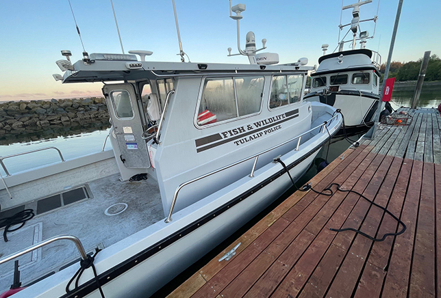 Tulalip Tribal Police department Fish & Wildlife enforcement officers patrol and enforce the laws and codes of the Tulalip Tribes usual and accustomed fishing and hunting areas and ensure safety of tribal fishermen.