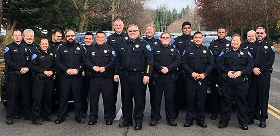 Tulalip Tribal Police Department of all officers in group photo mobile image.