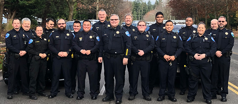 Tulalip Tribal Police Department of all officers in group photo tablet image.